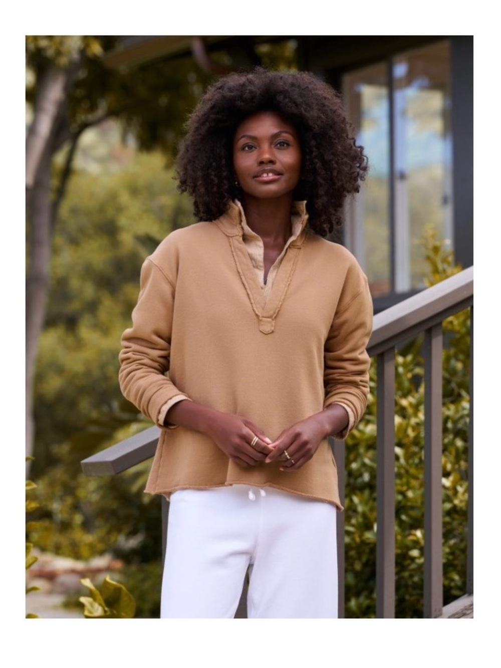 Frank & Eileen Patrick Camel Triple Fleece Popover Henley XS